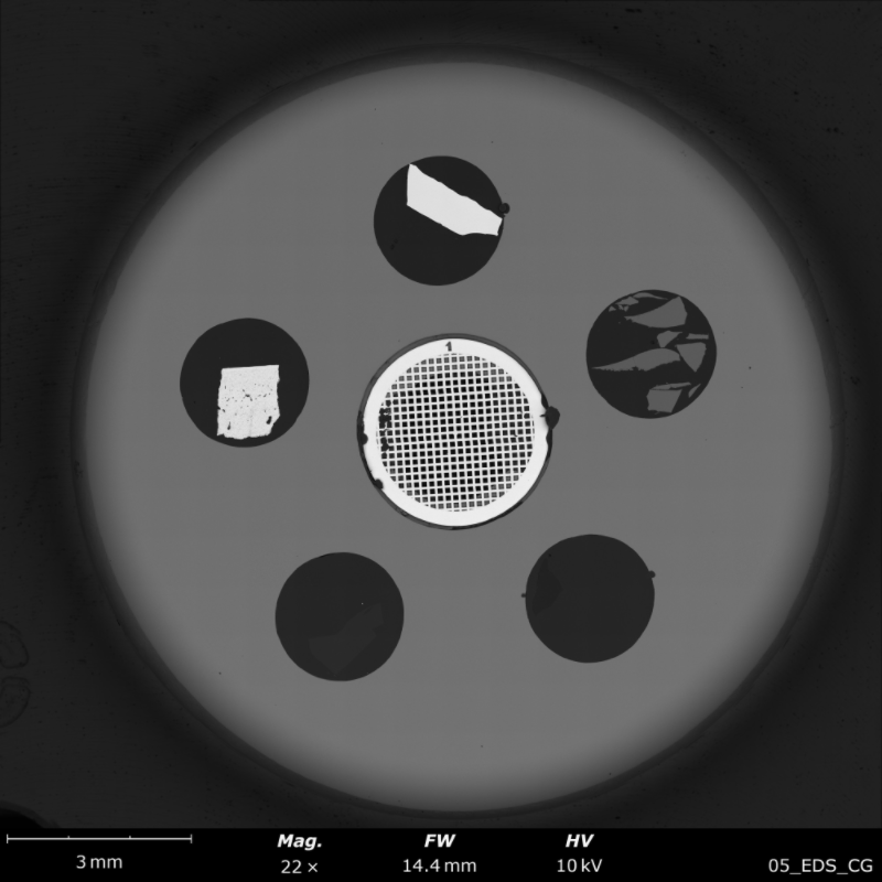 5-light element EDS calibration sample with copper grid