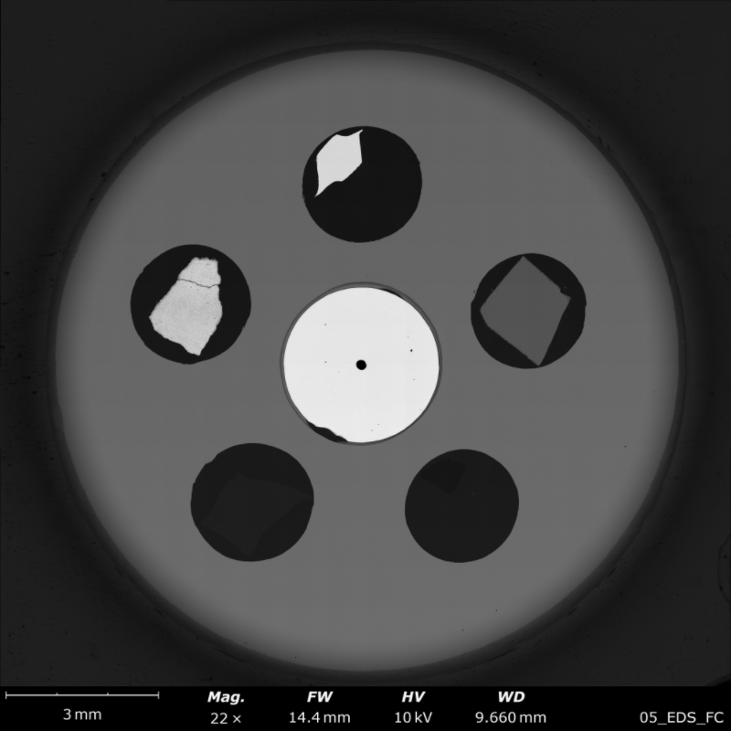 5-light element EDS calibration sample with Faraday cup