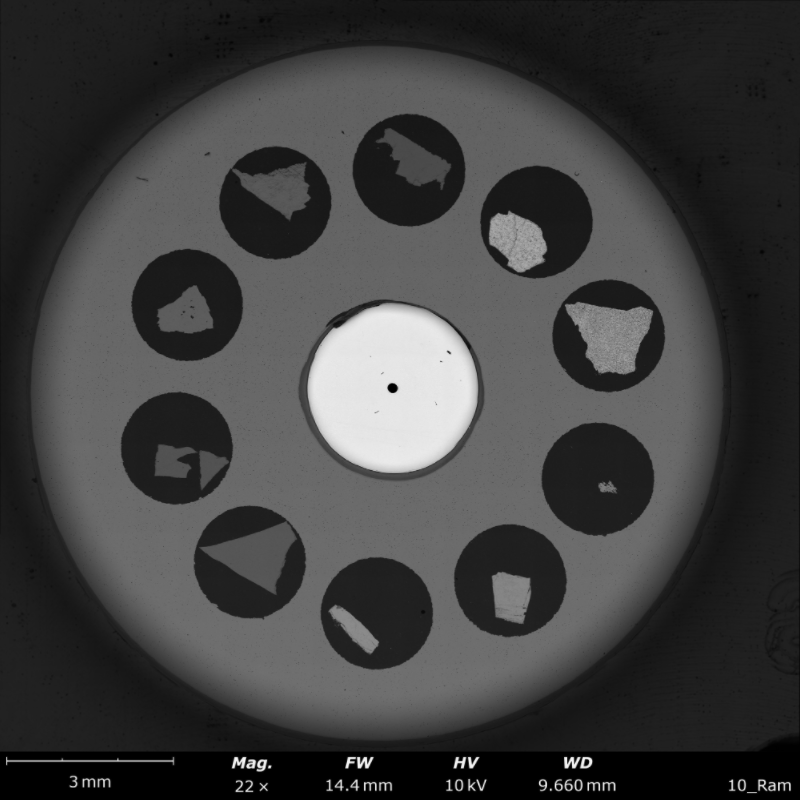 Raman reference sample with 10 polymorphous minerals BSD image